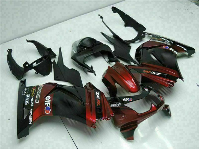 Migliori Carena Moto Kawasaki EX250 2008-2012 - Nero Lucido Rosso Bordeaux