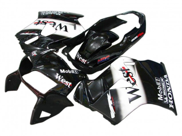 Migliori Carena Moto Honda VFR 800 1998-2001 - Nero Lucido Bianco West HRC