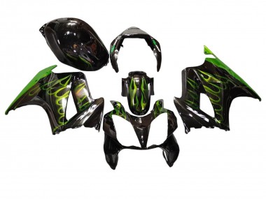 Migliori Carena Moto Honda VFR 800 2002-2013 - Nero Lucido Verde Fiamma