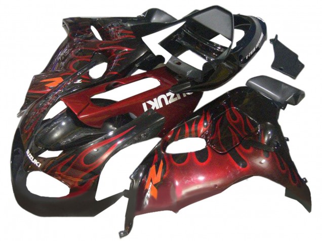 Migliori Carena Moto Suzuki TL1000R 1998-2003 - Nero Lucido Rosso Fiamma