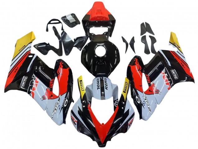 Migliori Carena Moto Honda CBR1000RR 2004-2005 - Giallo Rosso Bianco Lucido Red Bull Repsol HRC