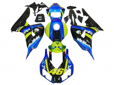Migliori Carena Moto Honda CBR1000RR 2006-2007 - Blu Fluorescent Verde Nero Lucido Squalo 46