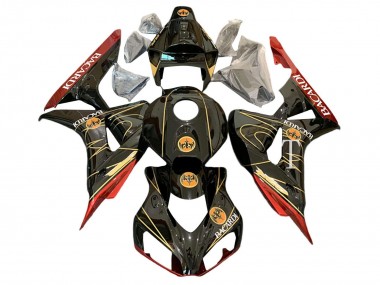 Migliori Carena Moto Honda CBR1000RR 2006-2007 - Nero Lucido Rosso Oro BACARDI