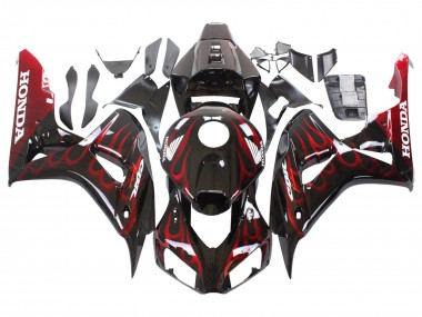 Migliori Carena Moto Honda CBR1000RR 2006-2007 - Nero Lucido Rosso Fiamma
