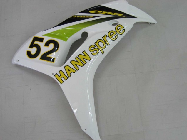 Migliori Carena Moto Honda CBR1000RR 2006-2007 - Bianco Verde Nero Lucido Hannspree 52