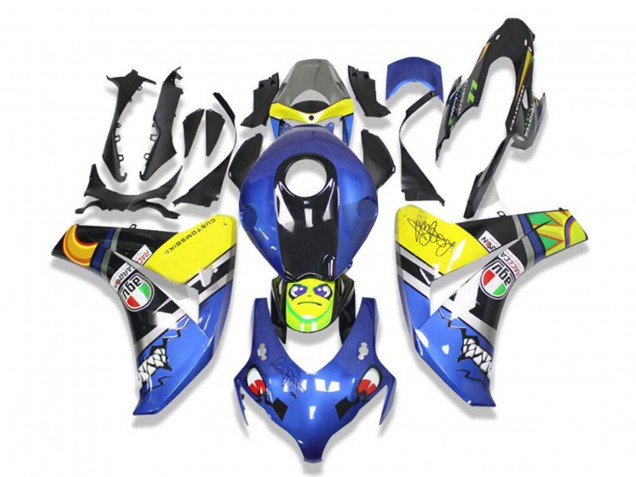 Migliori Carena Moto Honda CBR1000RR 2008-2011 - Blu Giallo Nero Lucido Squalo