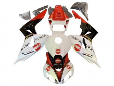 Migliori Carena Moto Honda CBR1000RR 2006-2007 - Bianco Rosso Nero Lucido Konica Minolta