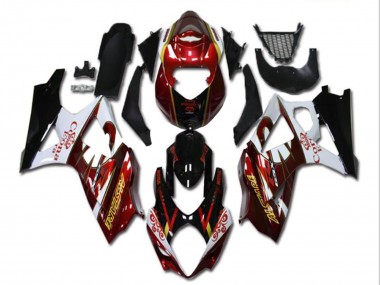 Migliori Carena Moto Suzuki GSXR 1000 2007-2008 - Rosso Bianco Nero Corona