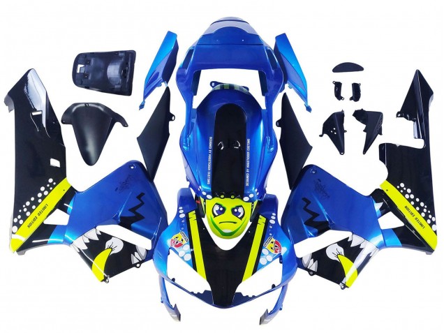 Migliori Carena Moto Honda CBR600RR 2003-2004 - Blu Neon Giallo Nero Lucido Squalo