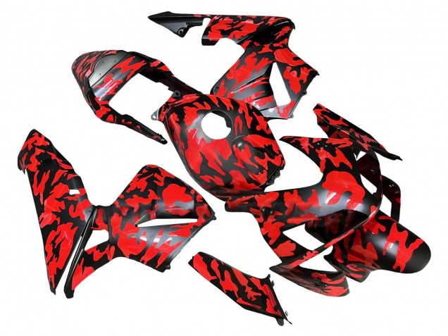 Migliori Carena Moto Honda CBR600RR 2003-2004 - Nero Rosso Grigio Camouflage