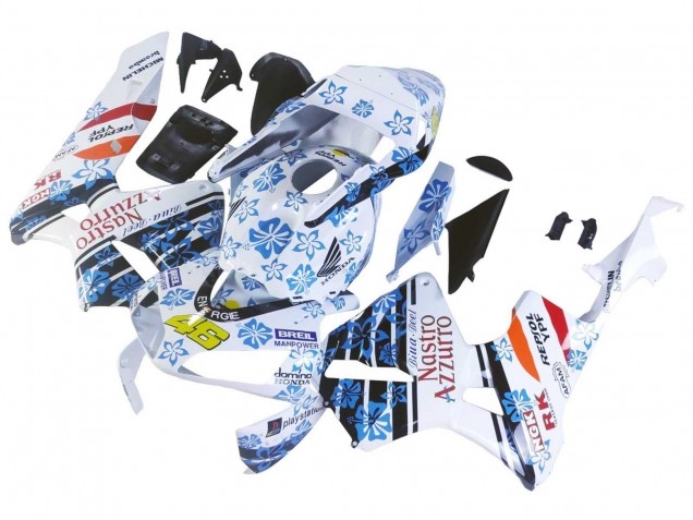Migliori Carena Moto Honda CBR600RR 2003-2004 - Bianco Blu Rosso Nastro Azzurro 46