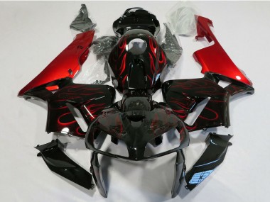 Migliori Carena Moto Honda CBR600RR 2005-2006 - Nero Lucido Rosso Fiamma
