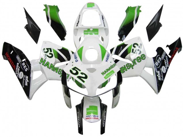 Migliori Carena Moto Honda CBR600RR 2005-2006 - Verde Bianco Nero Hannspree 52