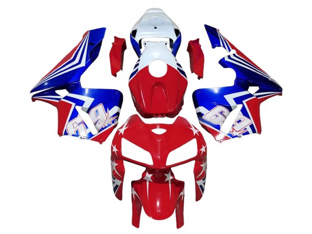 Migliori Carena Moto Honda CBR600RR 2005-2006 - Rosso Bianco Blu 69