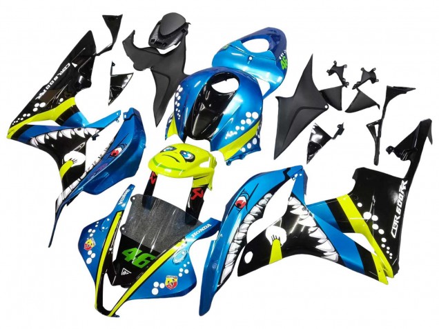 Migliori Carena Moto Honda CBR600RR 2007-2008 - Verde Giallo Nero Lucido Squalo 46