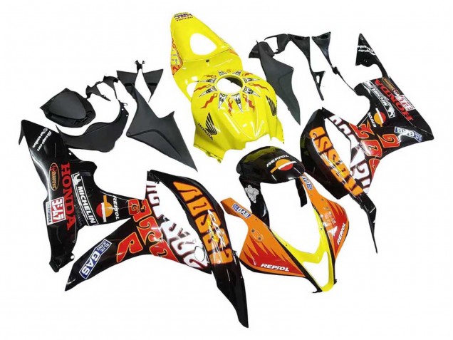 Migliori Carena Moto Honda CBR600RR 2007-2008 - Giallo Arancia Nero Lucido Rossi Repsol