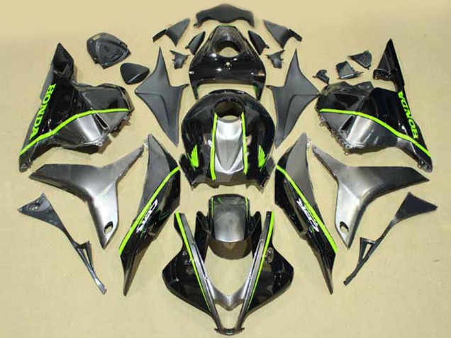 Migliori Carena Moto Honda CBR600RR 2009-2012 - Argento Nero Lucido Fluorescent Verde Linea