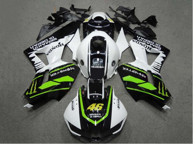 Migliori Carena Moto Honda CBR600RR 2009-2012 - Bianco Verde Nero Lucido Semakin Didepan Mostro 46