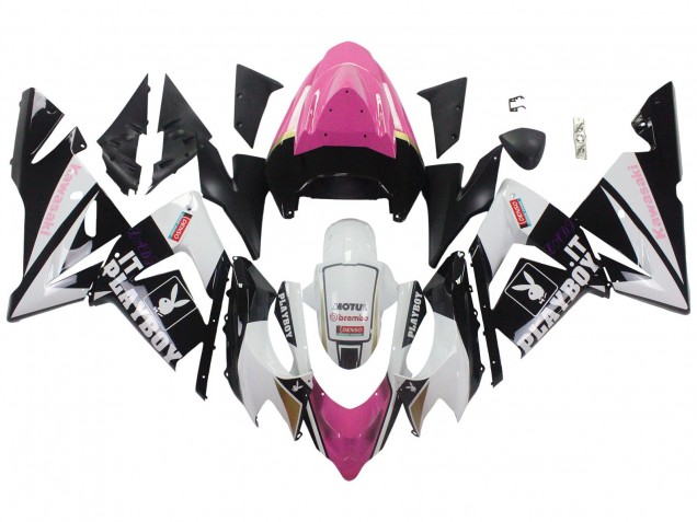 Migliori Carena Moto Kawasaki ZX10R 2004-2005 - Nero Rosa Bianco Playboy Motul
