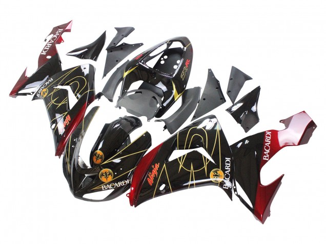 Migliori Carena Moto Kawasaki ZX10R 2006-2007 - Nero Rosso Oro BACARDI
