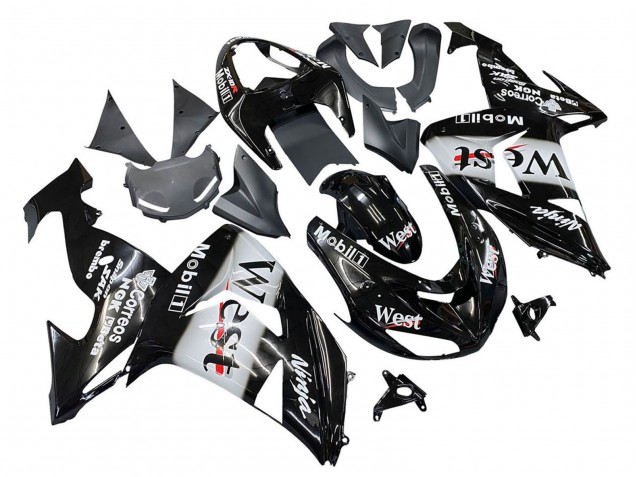 Migliori Carena Moto Kawasaki ZX10R 2006-2007 - Nero Lucido Bianco West