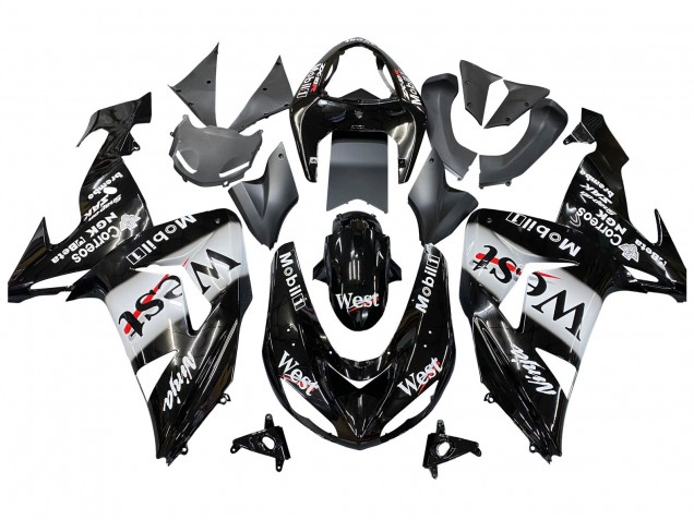Migliori Carena Moto Kawasaki ZX10R 2006-2007 - Nero Lucido Bianco West