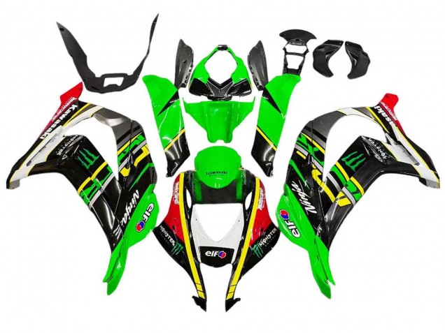 Migliori Carena Moto Kawasaki ZX10R 2016-2020 - Verde Giallo Rosso Nero Elf Mostro