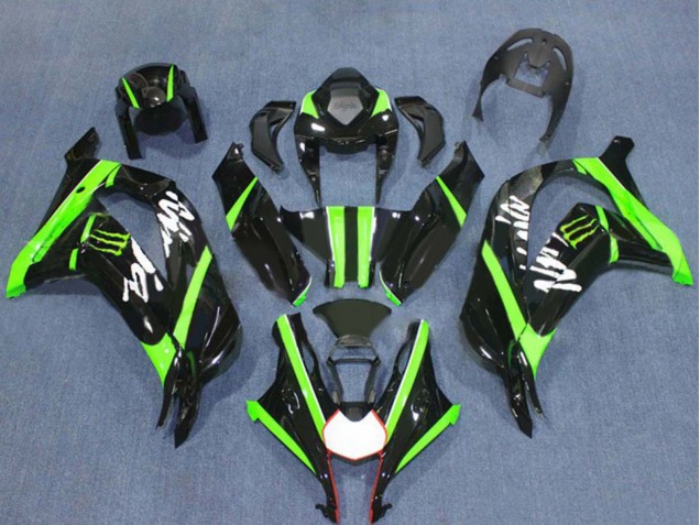Migliori Carena Moto Kawasaki ZX10R 2016-2020 - Nero Lucido Verde Mostro