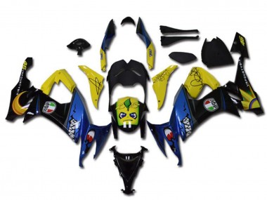 Migliori Carena Moto Kawasaki ZX10R 2008-2010 - Giallo Nero Blu Squalo