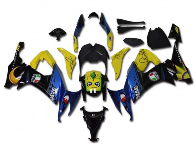 Migliori Carena Moto Kawasaki ZX10R 2008-2010 - Giallo Nero Blu Squalo