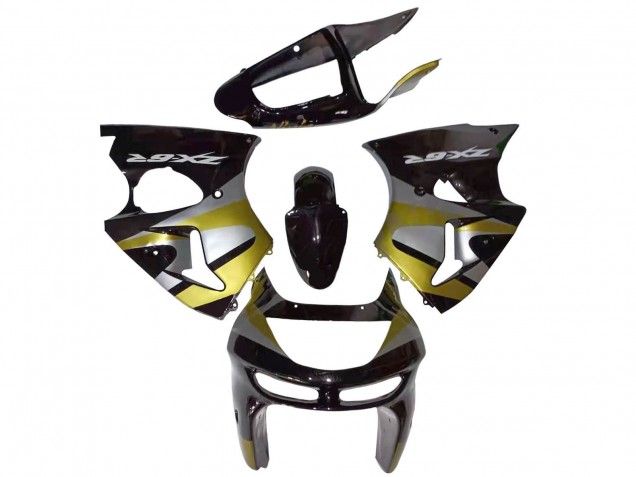 Migliori Carena Moto Kawasaki ZX6R 1998-1999 - Nero Lucido Argento Giallo