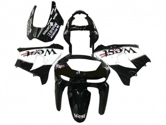 Migliori Carena Moto Kawasaki ZX6R 1998-1999 - Nero Lucido Bianco West