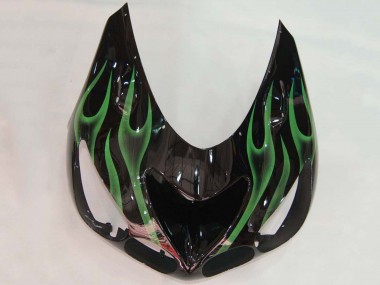 Migliori Carena Moto Kawasaki ZX14R ZZR1400 2006-2011 - Nero Lucido Verde Fiamma