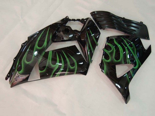 Migliori Carena Moto Kawasaki ZX14R ZZR1400 2006-2011 - Nero Lucido Verde Fiamma
