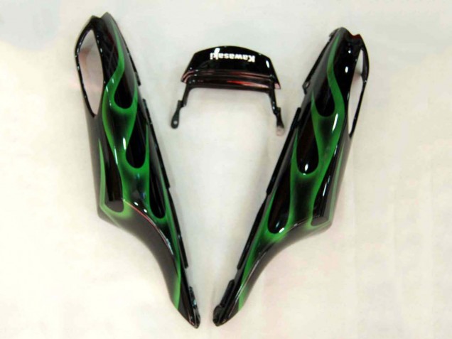 Migliori Carena Moto Kawasaki ZX14R ZZR1400 2006-2011 - Nero Lucido Verde Fiamma