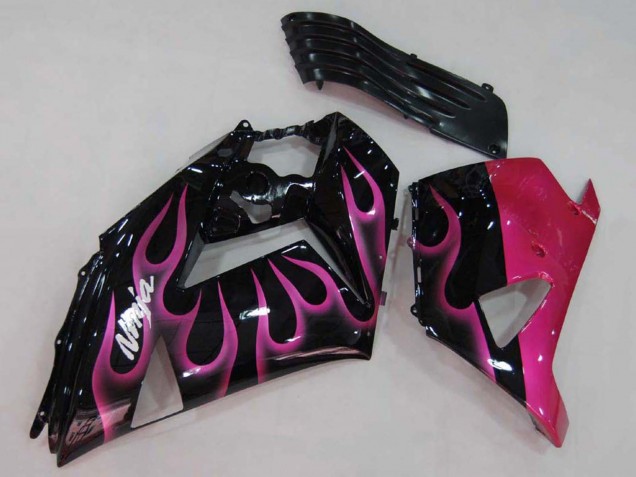 Migliori Carena Moto Kawasaki ZX14R ZZR1400 2006-2011 - Nero Lucido Rosso Rosa Fiamma
