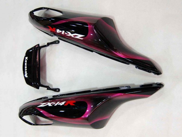 Migliori Carena Moto Kawasaki ZX14R ZZR1400 2006-2011 - Nero Lucido Rosso Rosa Fiamma