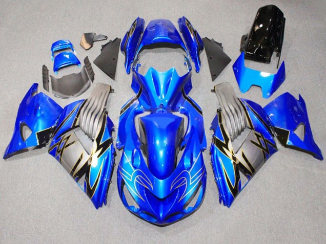 Migliori Carena Moto Kawasaki ZX14R ZZR1400 2006-2011 - Blu Grigio