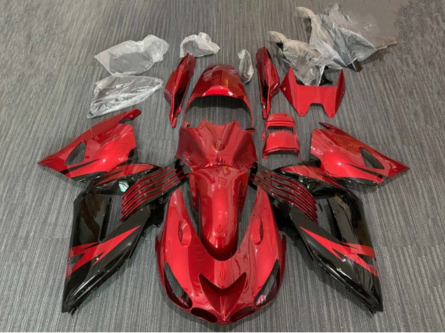 Migliori Carena Moto Kawasaki ZX14R ZZR1400 2006-2011 - Rosso Nero Lucido