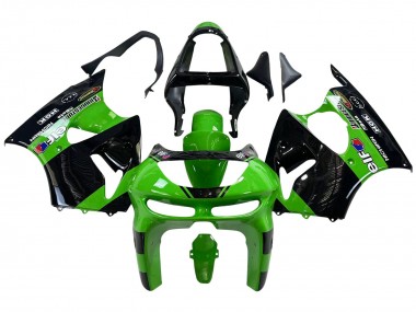 Migliori Carena Moto Kawasaki ZX6R 1998-1999 - Verde Nero Lucido Elf Bridgestone