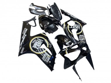 Migliori Carena Moto Kawasaki ZX6R 2003-2004 - Nero Lucido Bianco Motul Lucky Strike