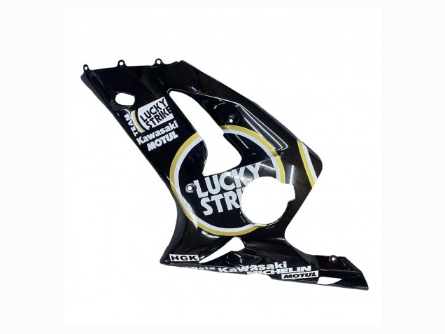 Migliori Carena Moto Kawasaki ZX6R 2003-2004 - Nero Lucido Bianco Motul Lucky Strike