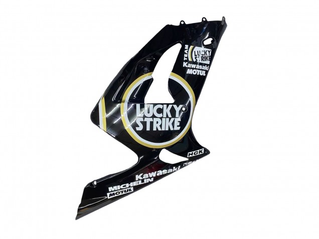 Migliori Carena Moto Kawasaki ZX6R 2003-2004 - Nero Lucido Bianco Motul Lucky Strike