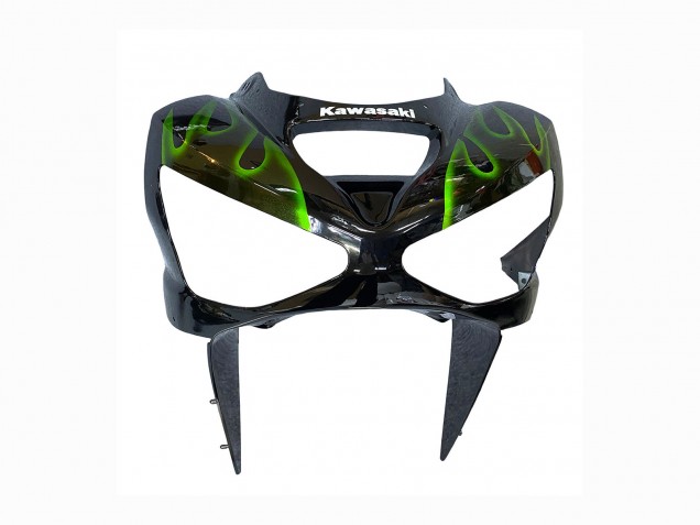 Migliori Carena Moto Kawasaki ZX6R 2003-2004 - Nero Lucido Verde Fiamma