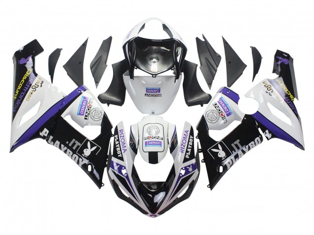 Migliori Carena Moto Kawasaki ZX6R 2005-2006 - Bianco Viola Nero Rizoma Playboy DENSO