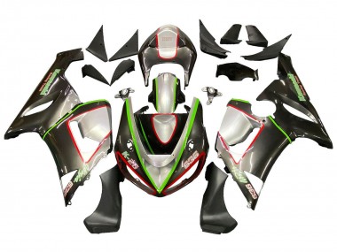 Migliori Carena Moto Kawasaki ZX6R 2005-2006 - Nero Argento Verde Rosso K-26