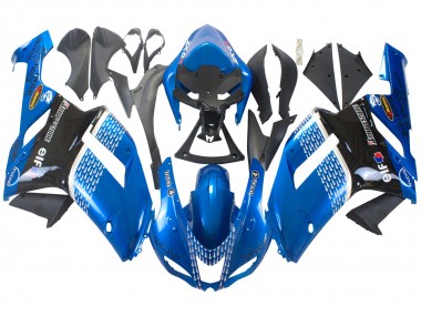 Migliori Carena Moto Kawasaki ZX6R 2007-2008 - Nero Blu Elf