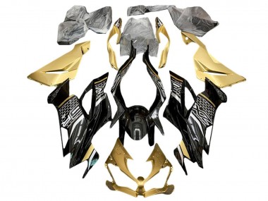 Migliori Carena Moto Kawasaki ZX6R 2019-2022 - Oro Nero Lucido Bianco Honeycomb