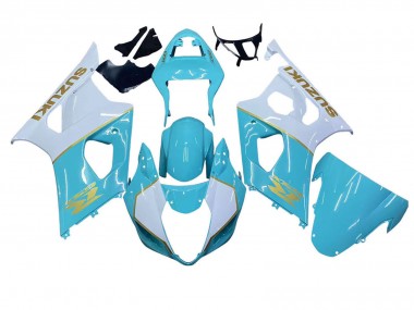 Migliori Carena Moto Suzuki GSXR 1000 2003-2004 - Bianco Azzurro Chiaro Oro