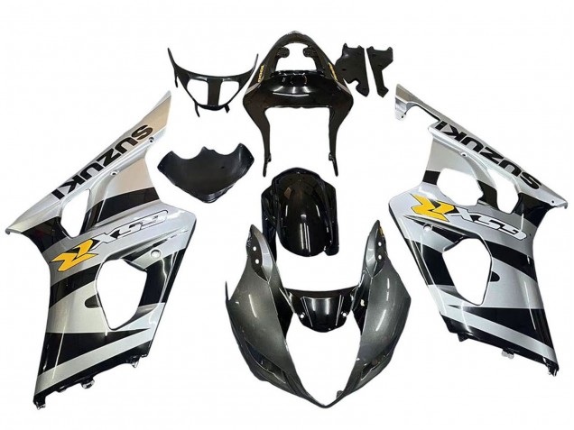 Migliori Carena Moto Suzuki GSXR 1000 2003-2004 - Nero Lucido Argento Grigio Giallo